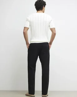 Black Slim Fit Stretch Textured Joggers