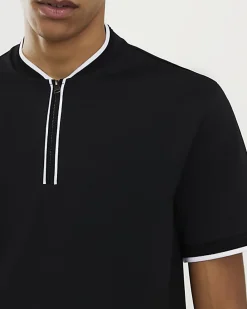 Black Slim Fit Tipped Baseball Shirt