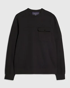 Black Slim Fit Waffle Pocket Sweatshirt