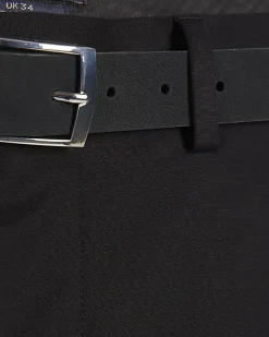 Black Slim Stretch Chino Short with Belt