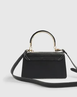 Black Small Metal Handle Charm Tote Bag