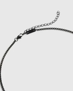 Black Steel Black Tag Necklace
