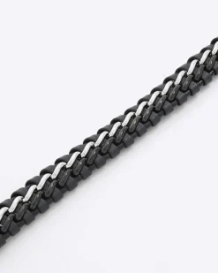 Black Steel Fabric Bracelet