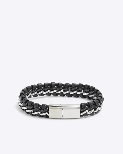 Black Steel Fabric Bracelet
