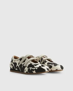 Black Strap Cow Sneakerina Ballet Trainers