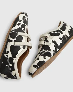 Black Strap Cow Sneakerina Ballet Trainers