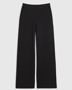 Black Stretch Wide Leg Trousers