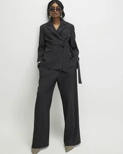Black Stripe Wide Leg Trousers