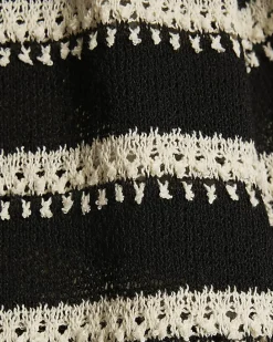 Black Striped Crochet Shorts