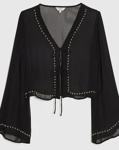 Black Stud Beach Cover Up Blouse