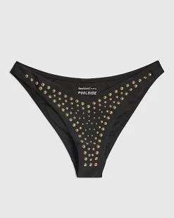 Black Studded Low Waisted Bikini Bottoms