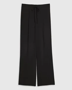 Black Tailored Drawstring Wide Leg Trousers