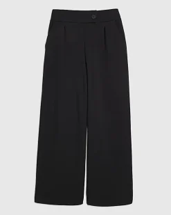 Black Tailored Jersey Wide Leg Trousers