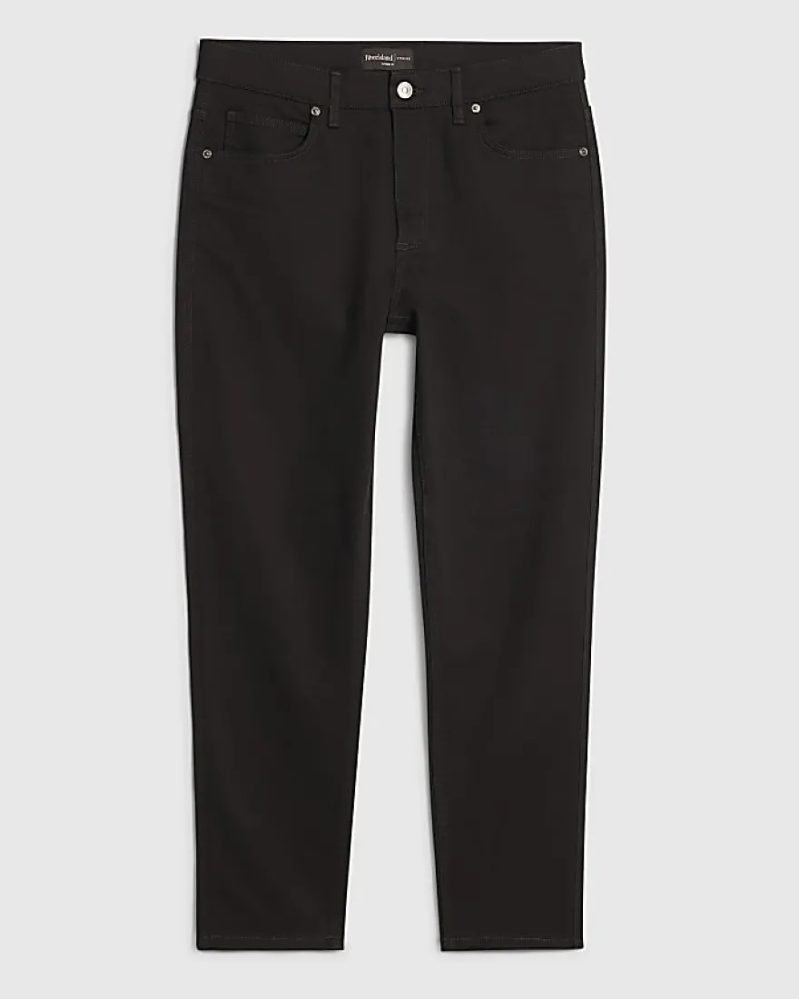 Black Tapered Fit Essential Stretch Jeans