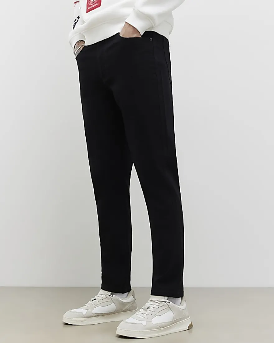 Black Tapered Fit Essential Stretch Jeans