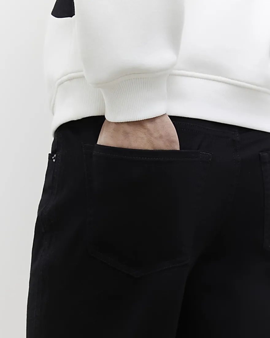 Black Tapered Fit Essential Stretch Jeans