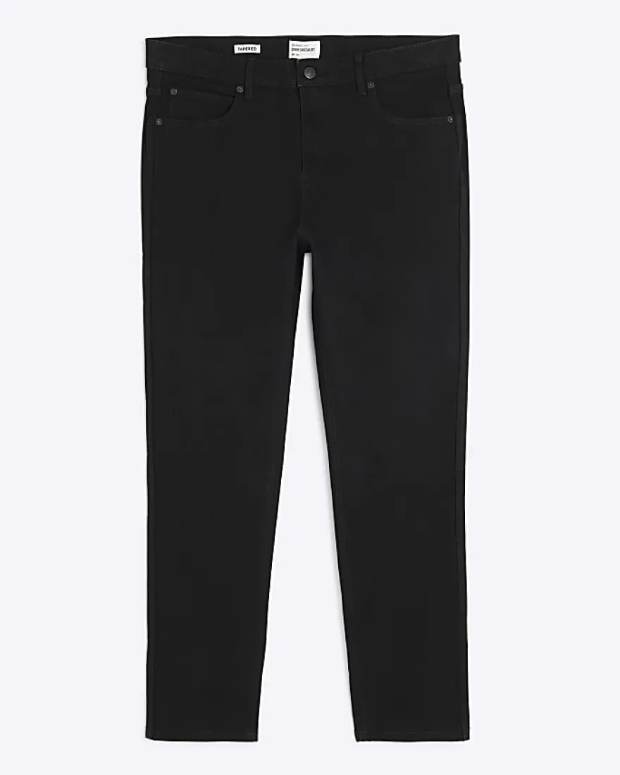Black Tapered fit Stretch Jeans