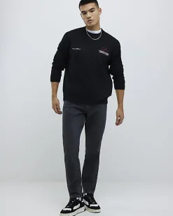 Black Tapered Fit Stretch Jeans