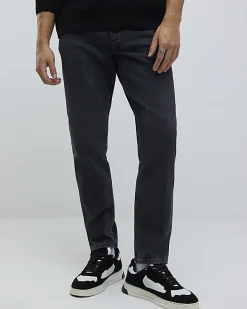 Black Tapered Fit Stretch Jeans