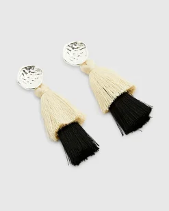 Black Tassel Drop Earrings