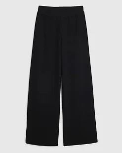 Black Textured Wide Leg Trousers