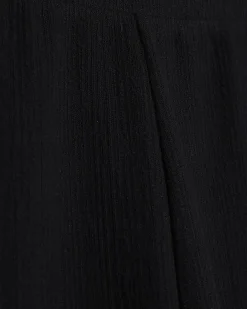 Black Textured Wide Leg Trousers