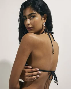 Black Triangle Mono Ruffle Bikini Top