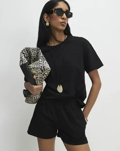 Black T-Shirt and Shorts Set