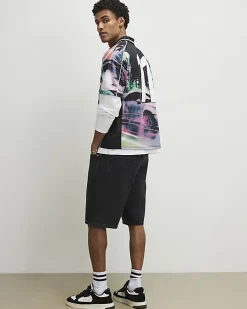 Black Washed Regular Fit Denim Shorts