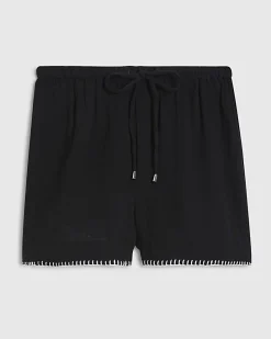 Black Whipstitch Shorts