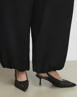 Black Wide Fit Mesh Slingback Court Heels
