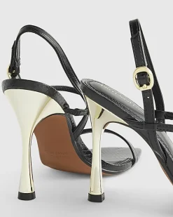 Black Wide Fit Open Back Heeled Sandals