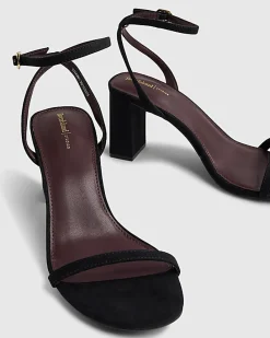Black Wide Fit Open Toe Heeled Sandals