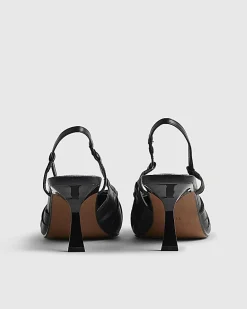 Black Wide Fit Ruched Bow Court Heels