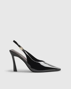Black Wide Fit Slingback Court Heels