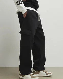 Black Wide Leg Cargo Joggers