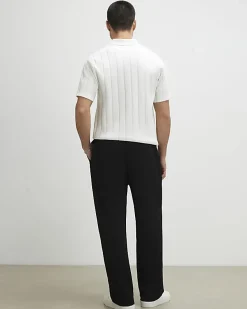 Black Wide Leg Waffle Textured Joggers