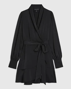 Black Wrap Front Mini Dress
