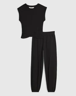 Black Wrap Loungewear Set