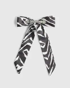 Black Zebra Print Bow Hair Clip