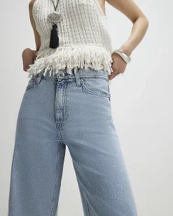 Blue 5 Pocket Wide Leg Jeans
