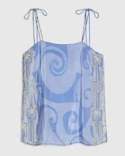 Blue Abstract Palm Print Cami Top