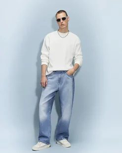 Blue Baggy Fit Washed Jeans
