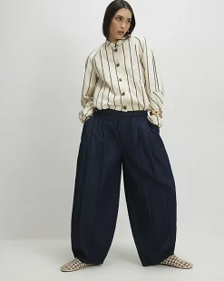 Blue Barrel Leg Jeans