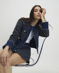 Blue Boucle Denim Jacket