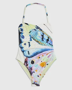 Blue Butterfly Embellished Swimsuit