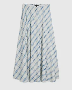 Blue Check Maxi Skirt