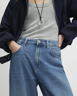 Blue Classic Wide Leg Jeans