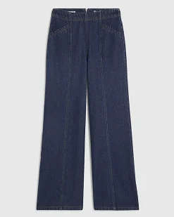 Blue Clean Waistband Wide Leg Jeans