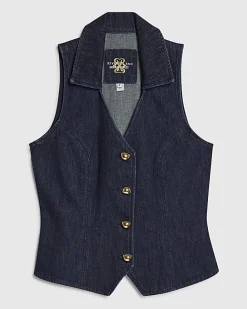 Blue Collared Denim Waistcoat